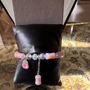 Bracelet stretch Pink and Clear Beaded